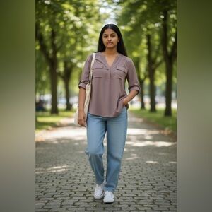 Torrid Soft Purple V-Neck Blouse Harper 3/4 sleeve